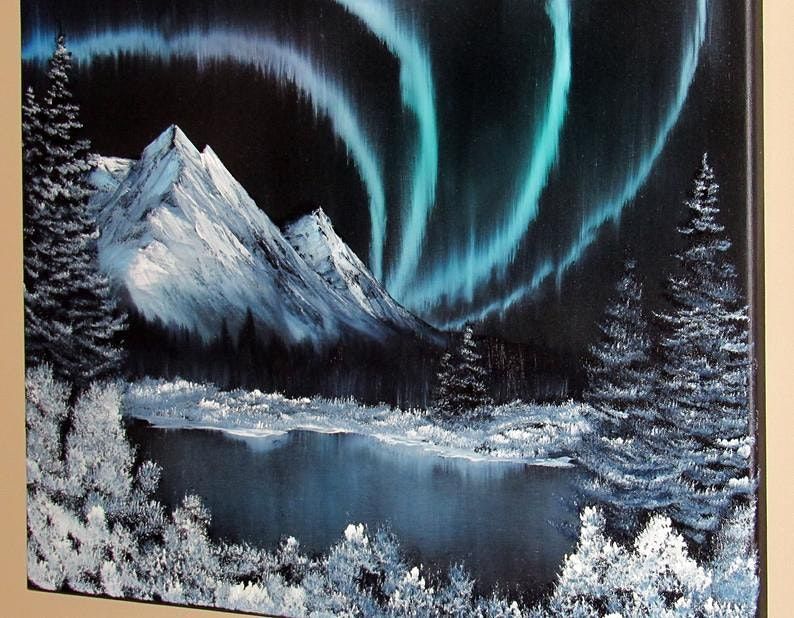 Bob Ross " Northern Lights" Oil Painting class, Work of Art Greeley