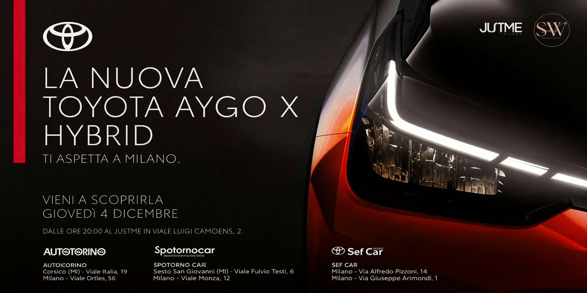 Evento di presentazione Toyota Aygo X – Exclusive Event at Just Me, 4 December | Event in Milano | AllEvents