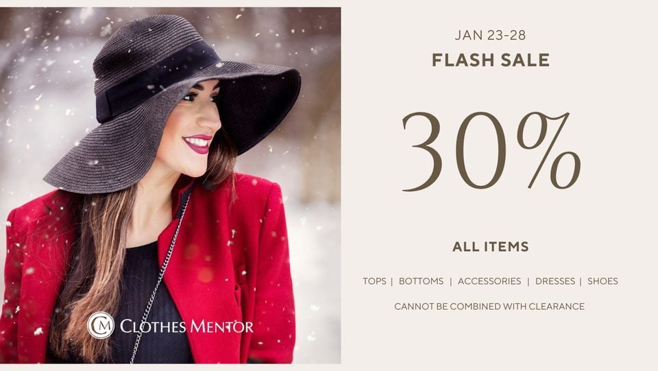 FLASH SALE, Clothes Mentor North Little Rock, January 23 to January 27