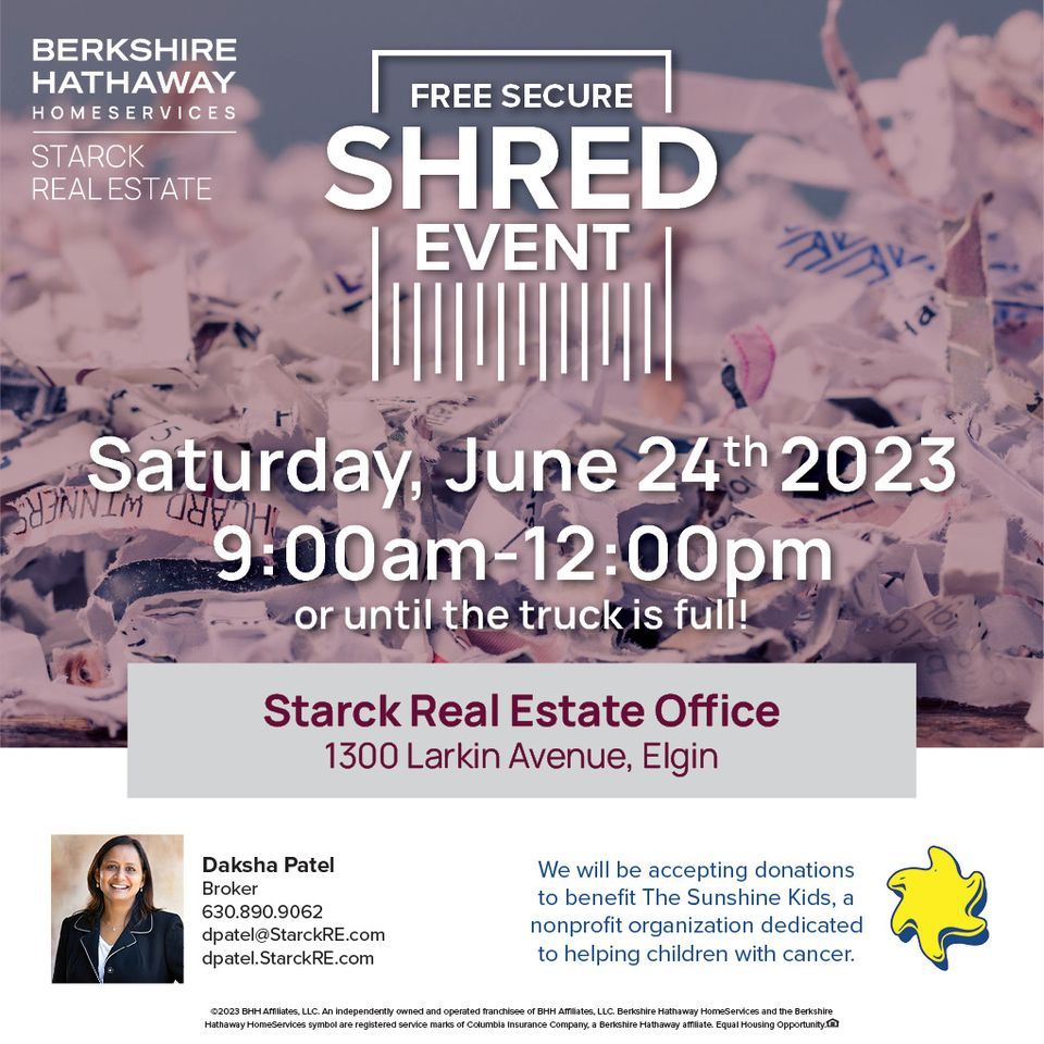 FREE SECURED SHRED EVENT! JOIN US, Berkshire Hathaway Starck Real