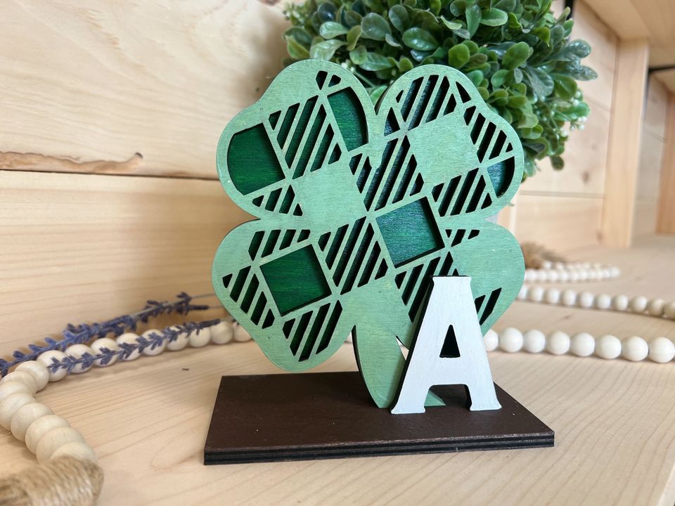 St. Patricks Day 3D 4 Leaf Clover Words on Wood, Wallingford