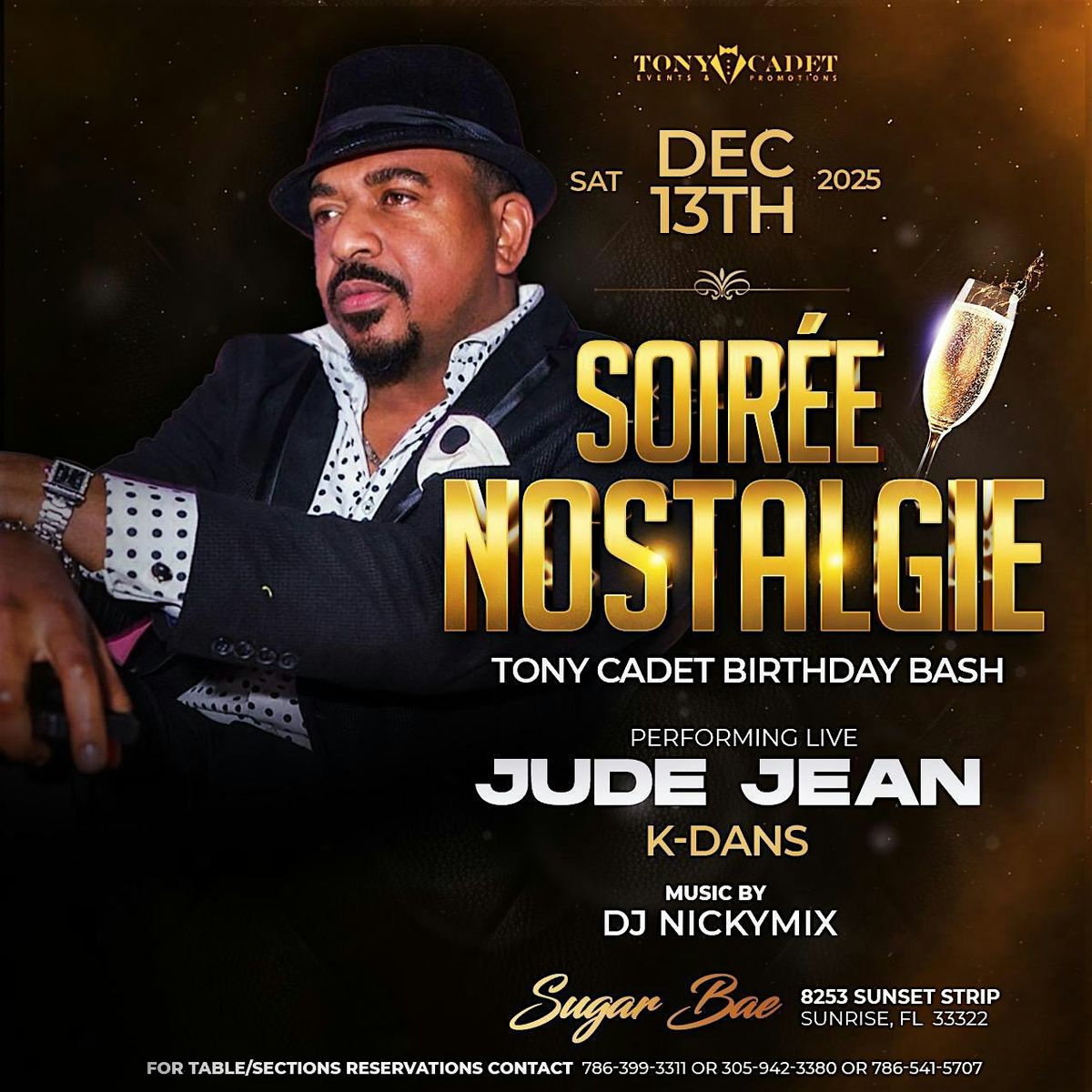 Soiree Nostalgie Tony Cadet B-Day feat. Jude Jean (KDANS) and Aroze, 13 December | Event in Fort Lauderdale