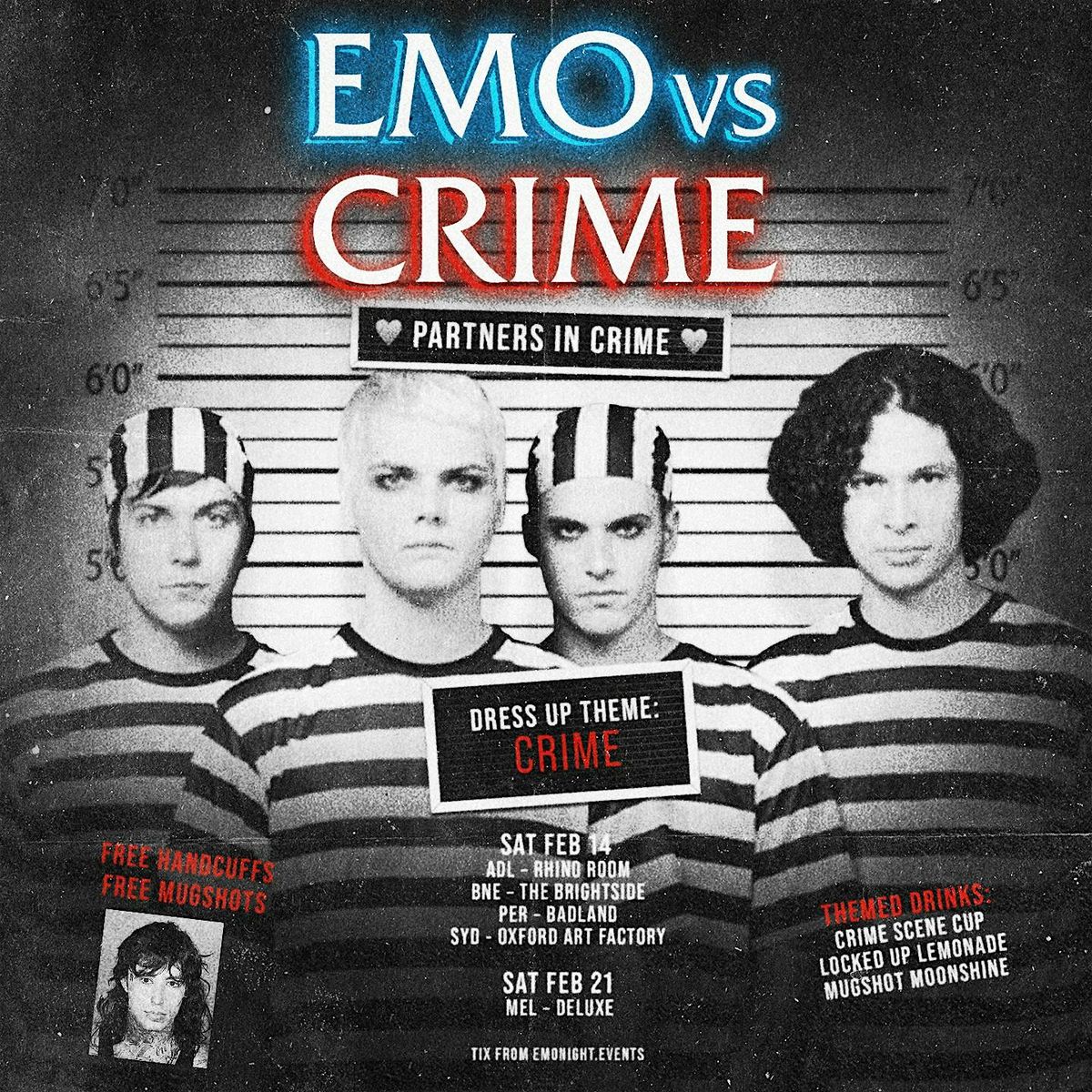 EMO VS CRIME ADELAIDE, 14 February | Event in Adelaide | AllEvents