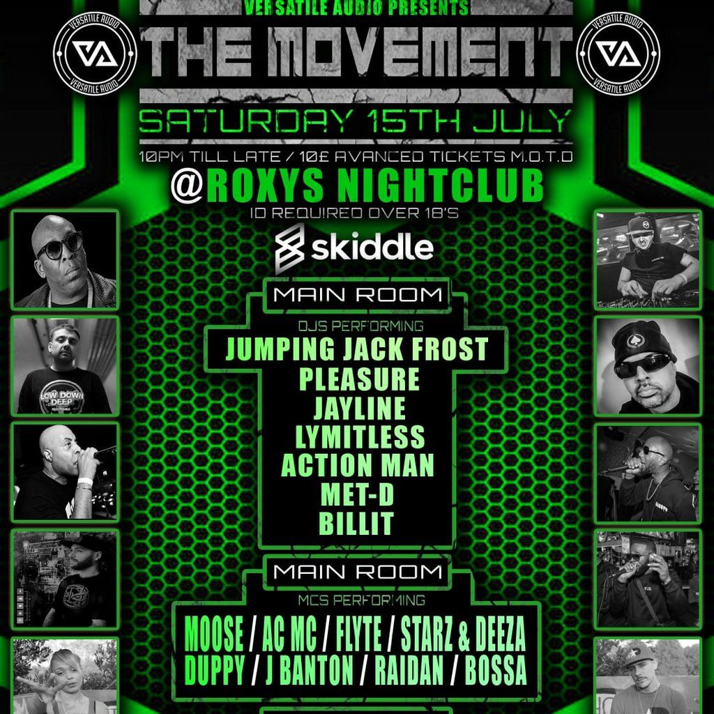 Versatile Audio Presents the Movement, Drum & Bass club night, Roxys