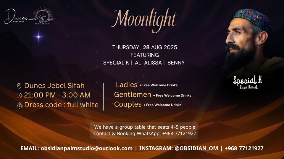 Moonlight in Dunes Jebel Sifah, 28 August | Event in Ruwi | AllEvents