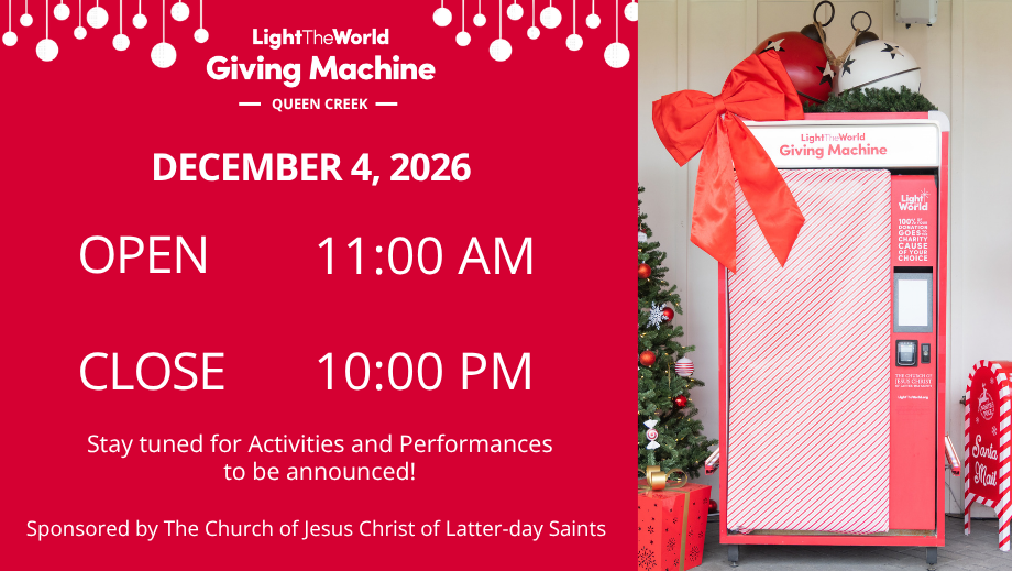 Light the World Giving Machine Queen Creek, Pecan Lake Entertainment ...