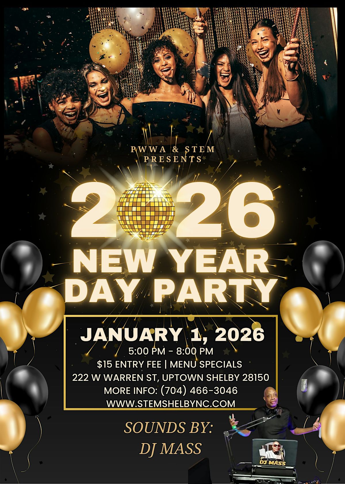 2026 New Years Day Party w/ DJ MASS at STEM Wine & Desserts