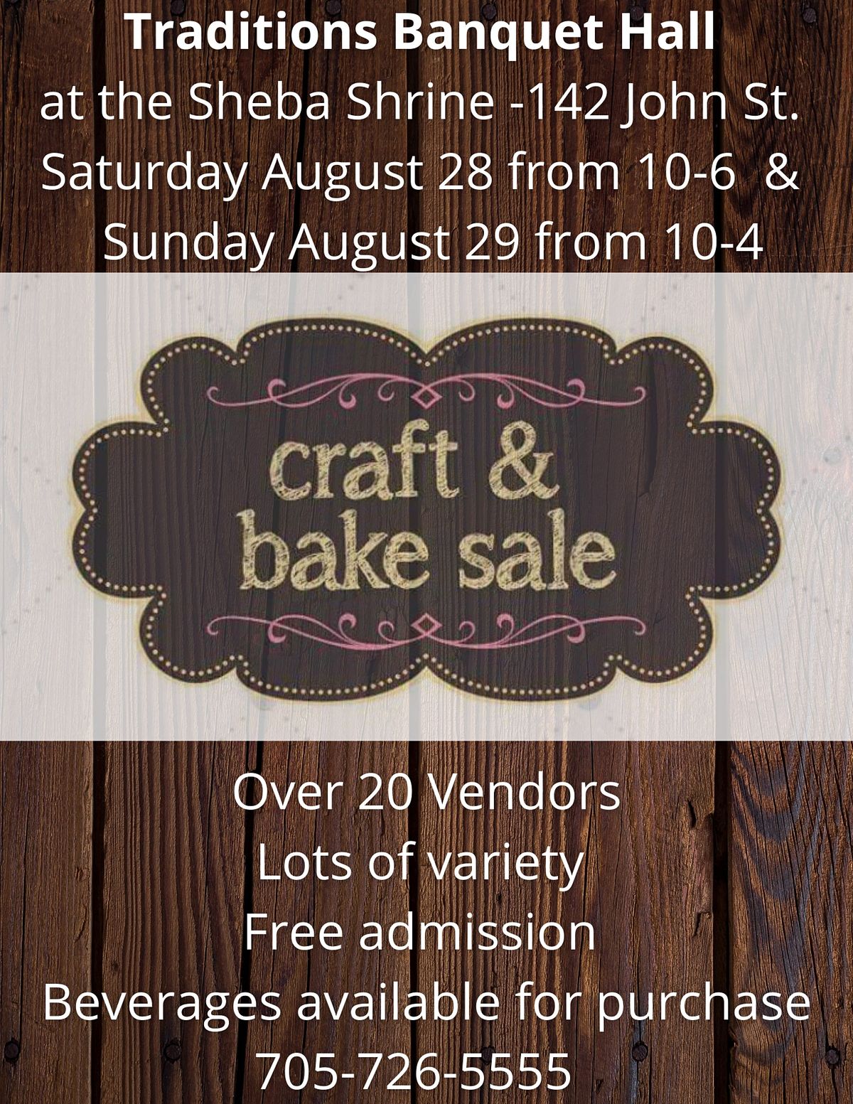 Craft & Bake Sale, Traditions Banquet Hall and Conferences, Barrie, August 28 to August 29