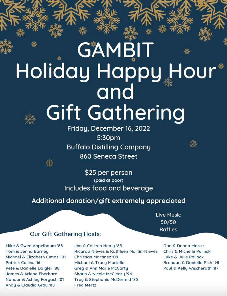 Holiday Happy Hour and GAMBIT Gift Gathering, Buffalo Distilling Co