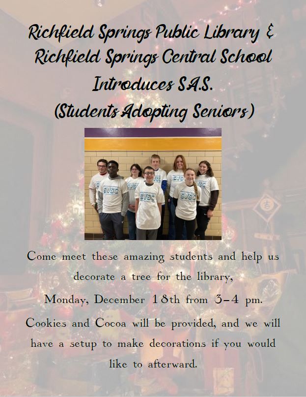 S.A.S. Meet & Greet Christmas Tree Decorating , Richfield Springs