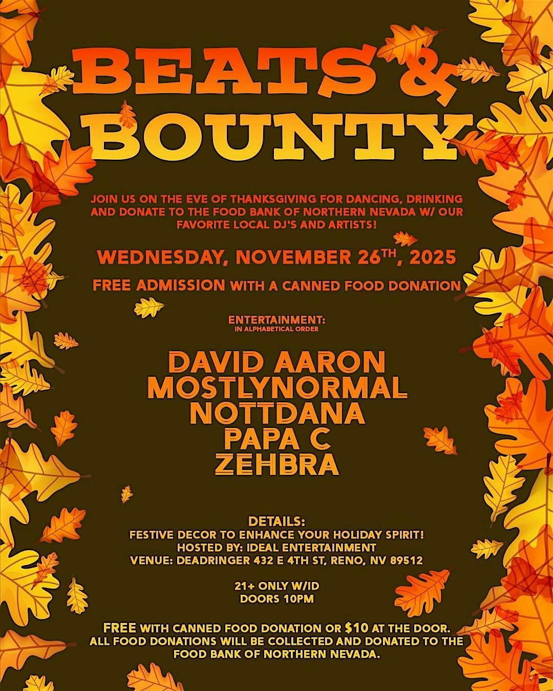 Beats and Bounty DJ's and Food Drive | Event in Reno | AllEvents