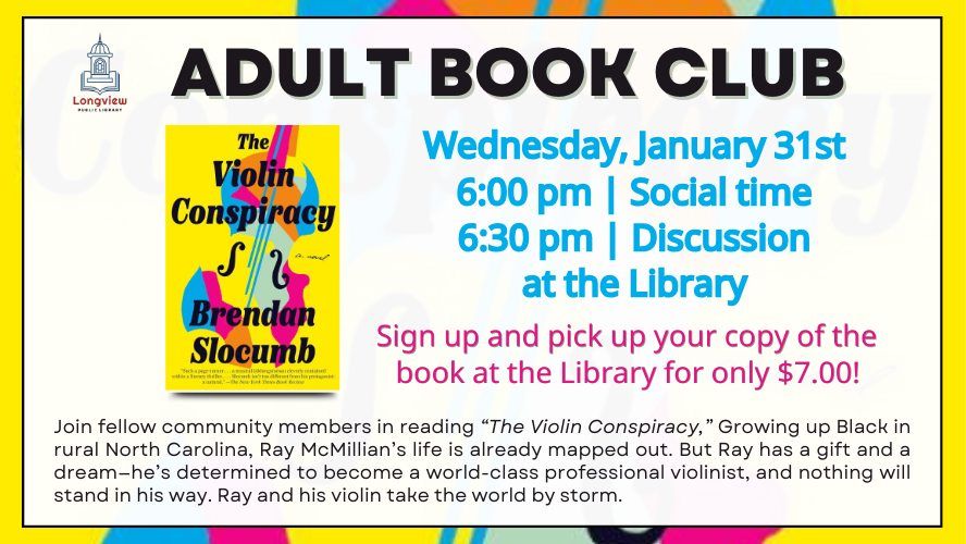 Adult Book Club, Longview Public Library, January 31 2024 AllEvents.in