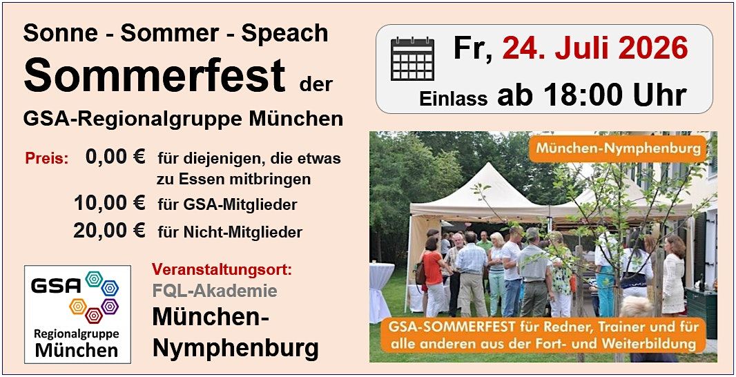 Sonne - Sommer - Speach: Das Sommerfest der GSA-Regionalgruppe München, 24 July | Event in München | AllEvents
