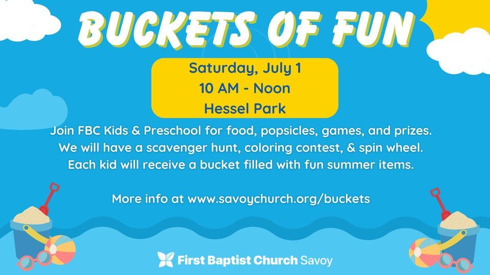 Buckets of Fun Kids Summer Bash, Hessel Park, Champaign, July 1 2023