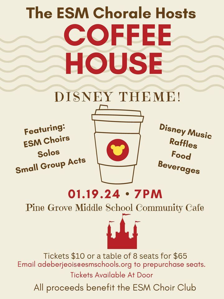 ESM DisneyThemed Coffee House Chorale Event, Pine Grove Middle School