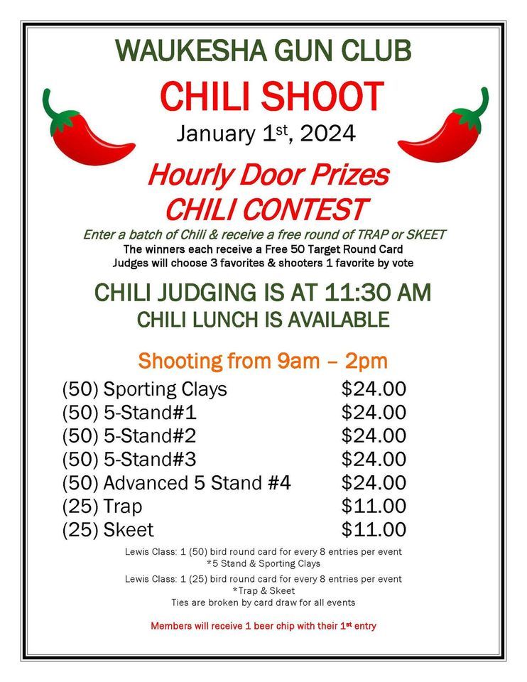2024 Annual Chili Shoot, Waukesha Gun Club, Pewaukee, January 1 2024