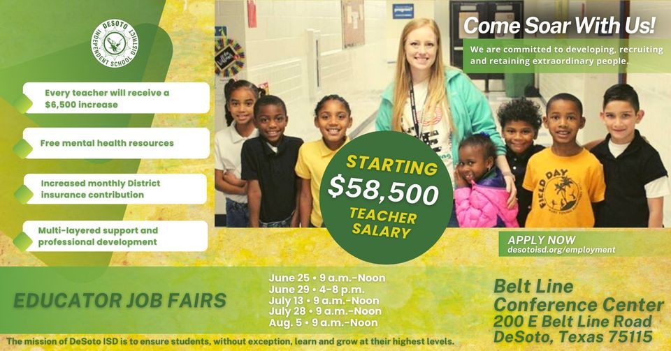 Educator Job Fairs, DeSoto ISD, July 13 2022 AllEvents.in