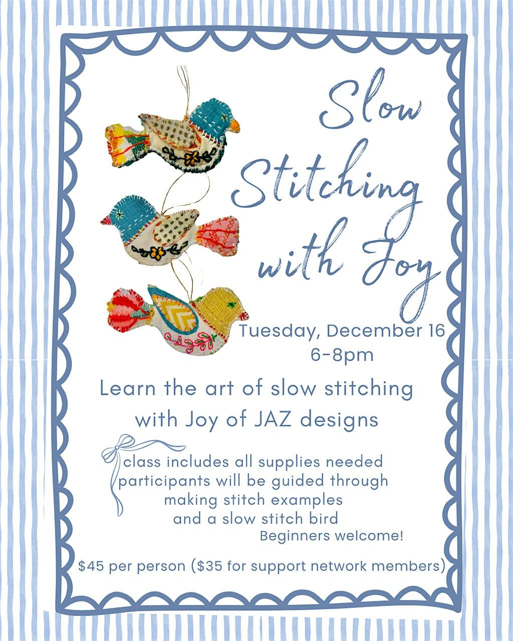 Slow Stitching with Joy, 16 December | Event in Madison | AllEvents
