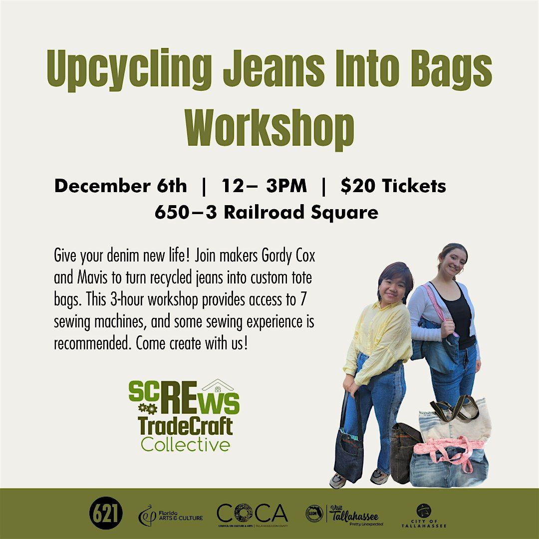 Upcycling Jeans Into Bags Workshop, 6 December | Event in Tallahassee | AllEvents