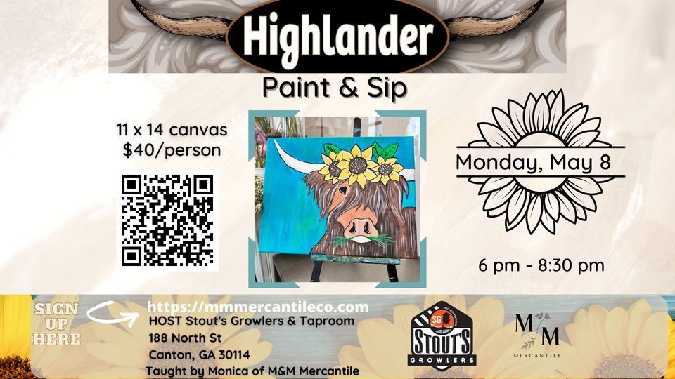 Highlander Cow Paint & Sip, Stout's Growlers, Canton, 8 May 2023