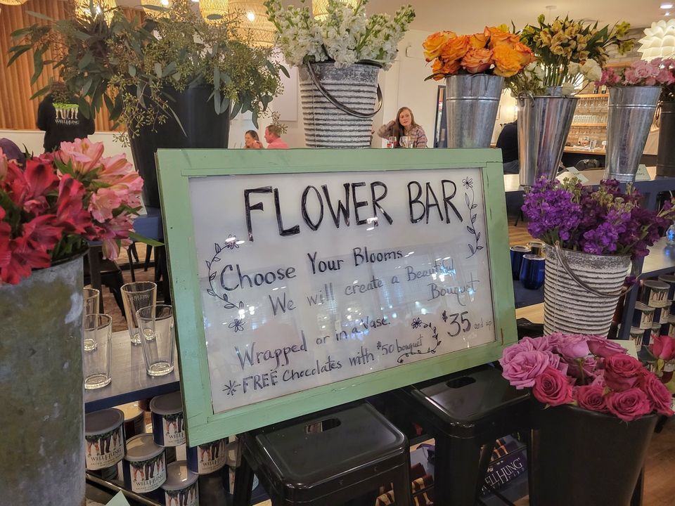 Valentines Day Pop Up Flower Bar, Well Hung Vineyard Roanoke