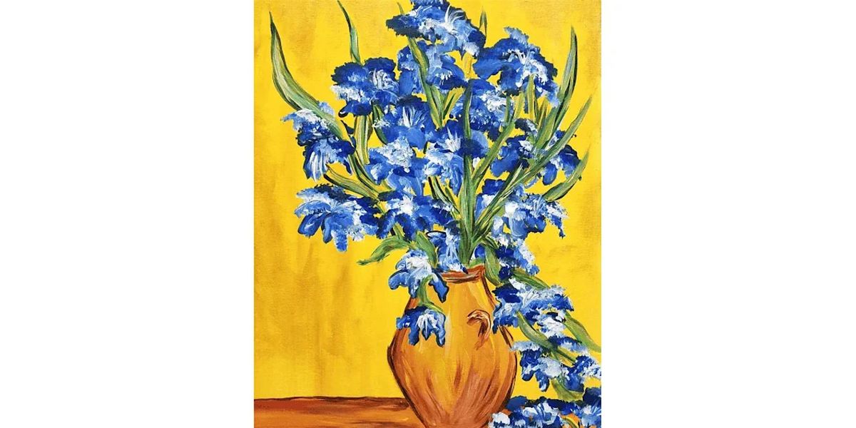 Sip and Paint in Melbourne: Vase with Irises by Van Gogh | Event in Kew | AllEvents
