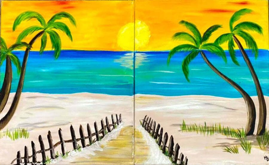 **ON SALE** "Sunset Beach Duet" InStudio Paint Party!!, Corks