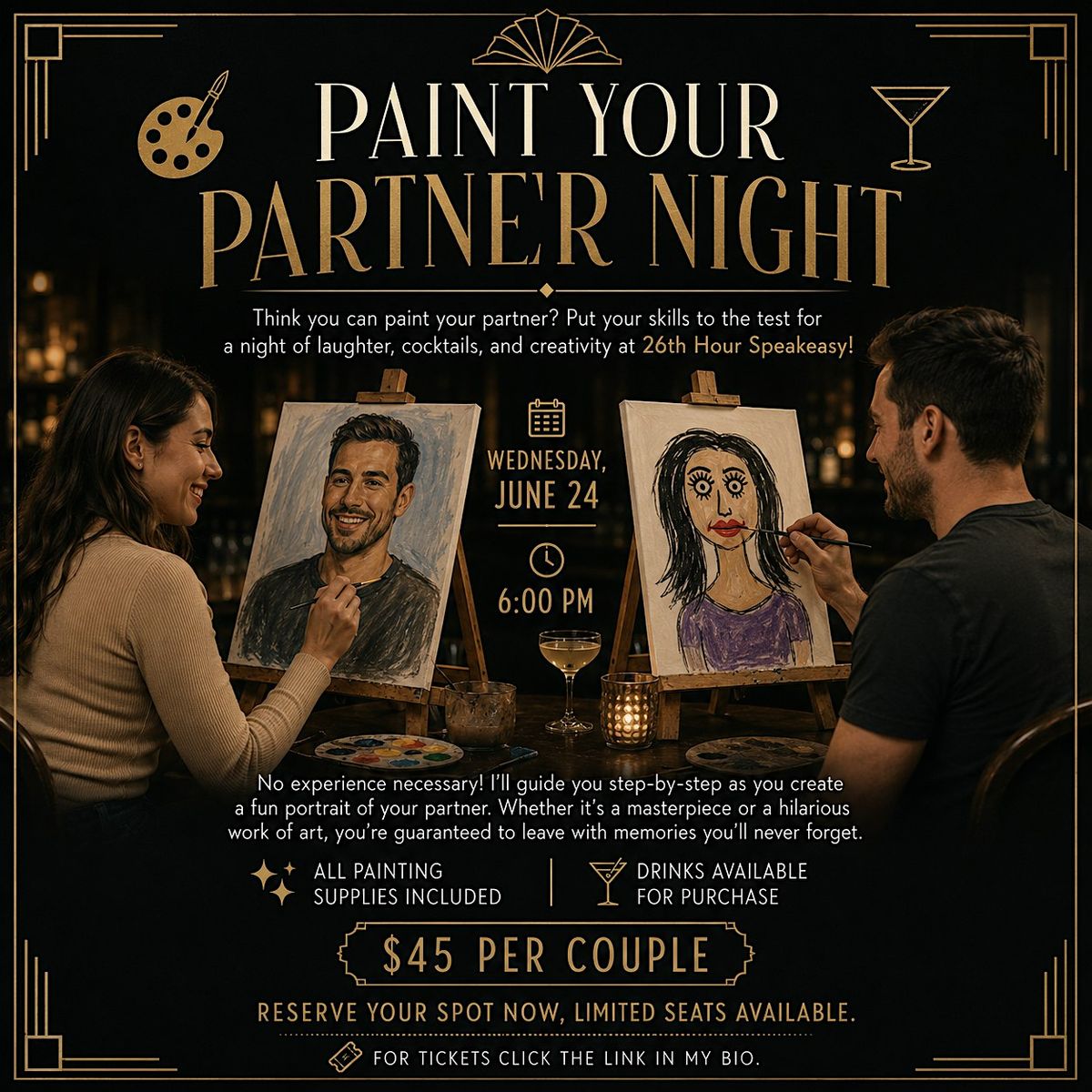 Paint your partner night at the 26th Hour Speakeasy