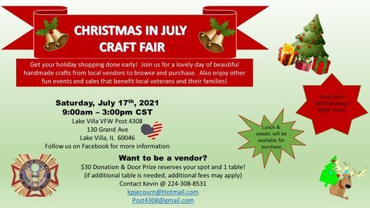 Christmas In July Craft Fair Lake Villa Vfw Memorial Post 4308 July 17 2021 Allevents In Christmas Craft Fairs 2021