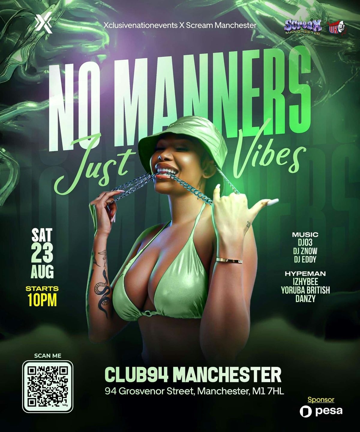 NO MANNERS JUST VIBES , 23 August | Event in Manchester | AllEvents