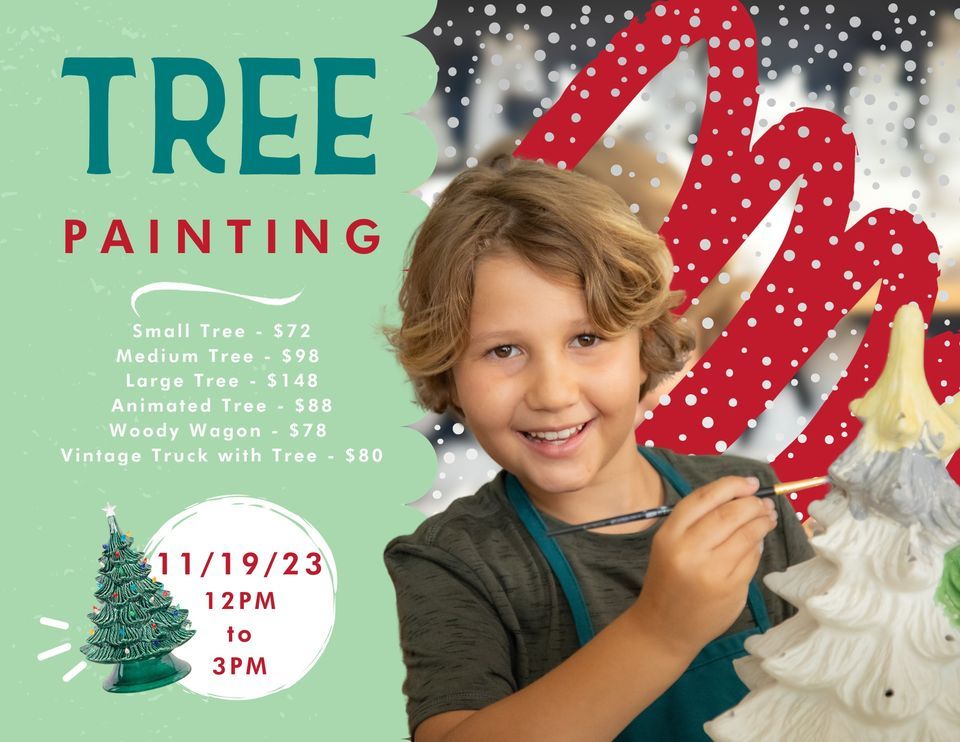 Light Up Christmas Tree Painting Party, Color Me Mine (Bridgewater, NJ