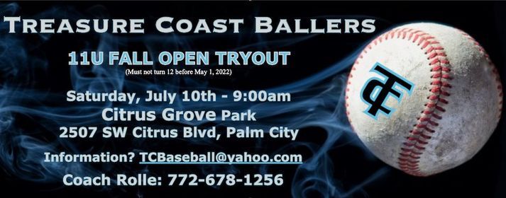 11u Treasure Coast Ballers Tryouts 2507 Sw Citrus Blvd Palm City Fl 34990 5552 United States 10 July Treasure Coast Events 2022