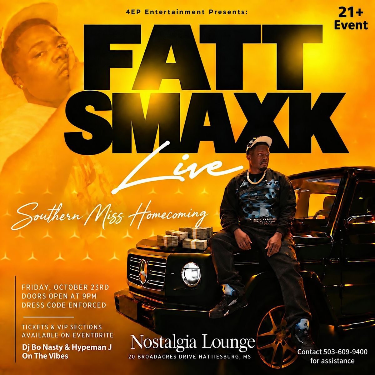 USM Homecoming After Party — Fatt Smaxk Live at Nostalgia Lounge & Bar, Nostalgia Lounge & Bar, Hattiesburg, 23 October 2026
