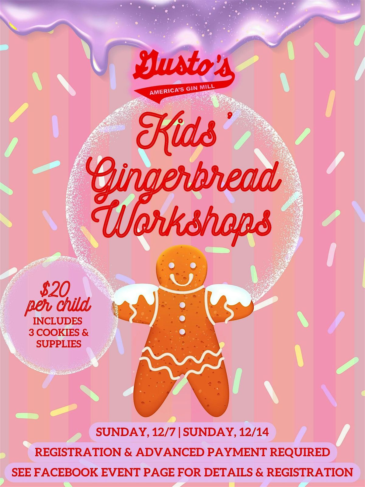 12/14 $20 Kids' Gingerbread Cookie Workshop at Gusto's, 14 December | Event in Barre | AllEvents
