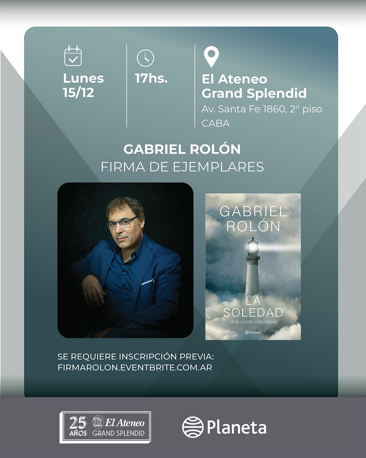 Gabriel Rolón firma ejemplares de "La Soledad", 15 December | Event in Buenos Aires | AllEvents