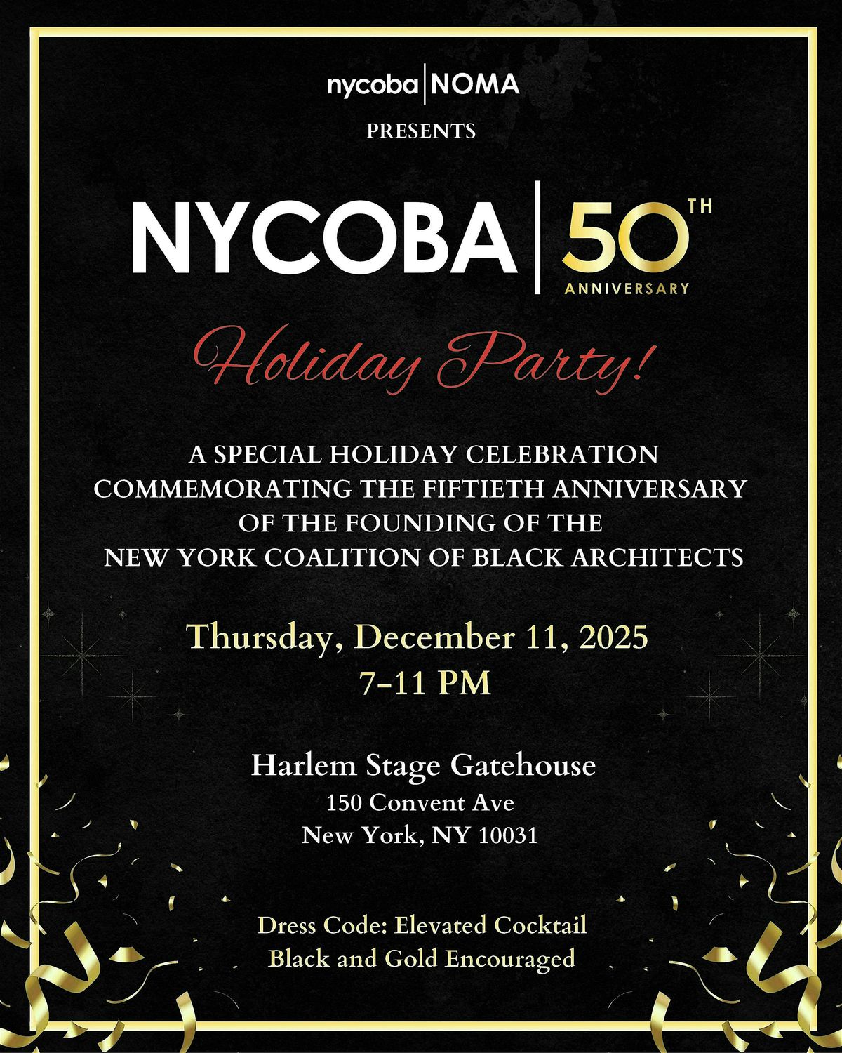 NYCOBA NOMA 50th Anniversary Holiday Party and Fundraiser 2025, 11 December | Event in New York | AllEvents