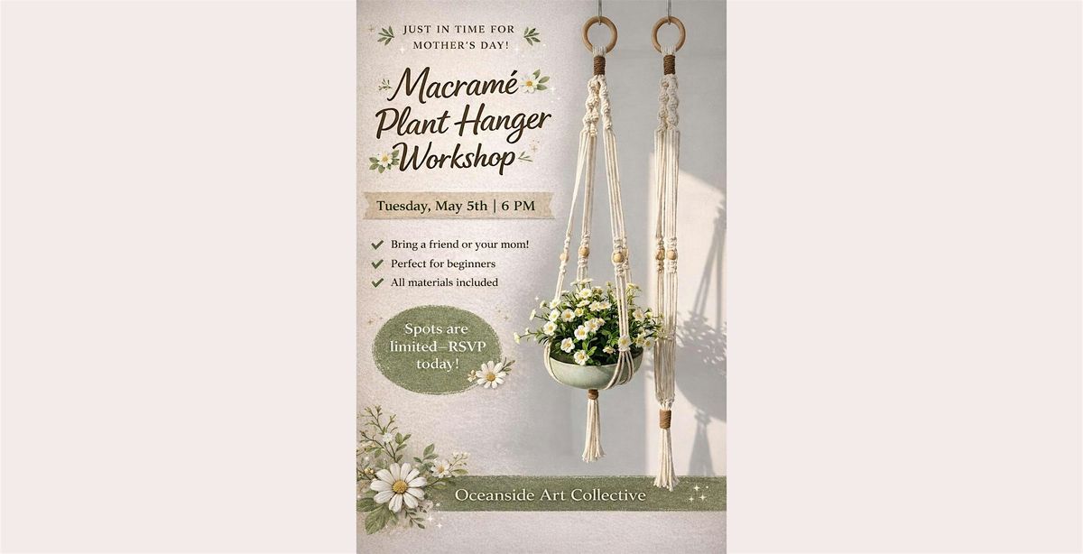 Macrame Air Plant Wall Hanging, Oceanside Art Collective, 26 June 2026 |  AllEvents