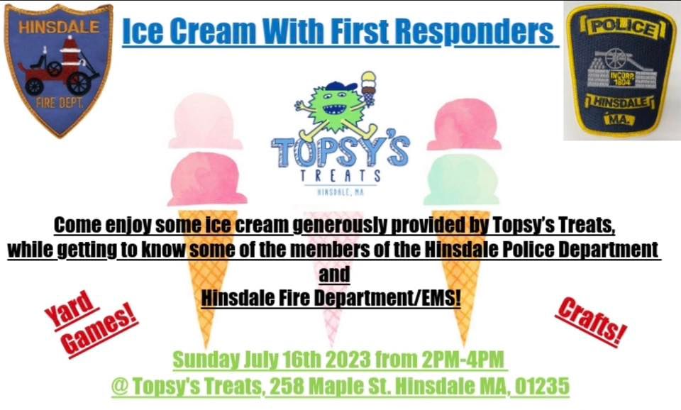 Ice Cream With First Responders , Topsy's Treat's Ice Cream Shoppe