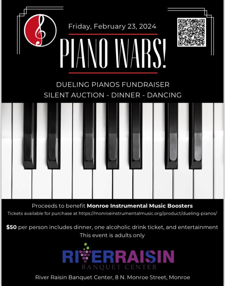 Piano Wars! Dueling Pianos MIMBC fundraiser , River Raisin Banquet