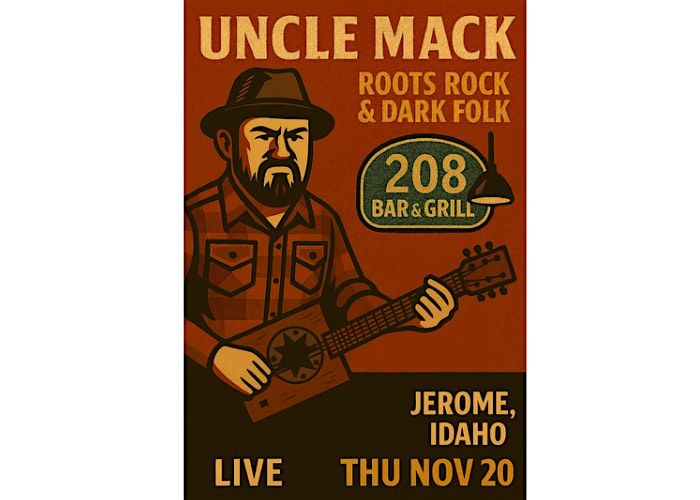 Uncle Mack @ 208 Bar & Grill, 20 November | Event in Jerome | AllEvents