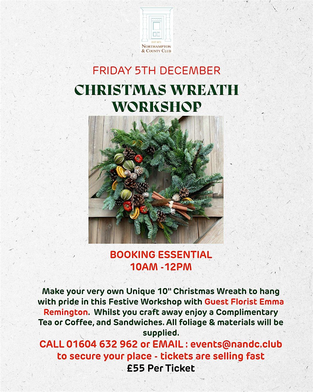 Wreath Workshop with Guest Florist Emma Remington, 5 December | Event in Northampton | AllEvents
