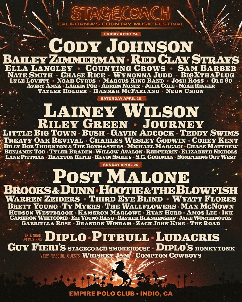 Stagecoach Festival: Cody Johnson  Bailey Zimmerman & Red Clay Strays - Friday, 23 April | Event in Indio
