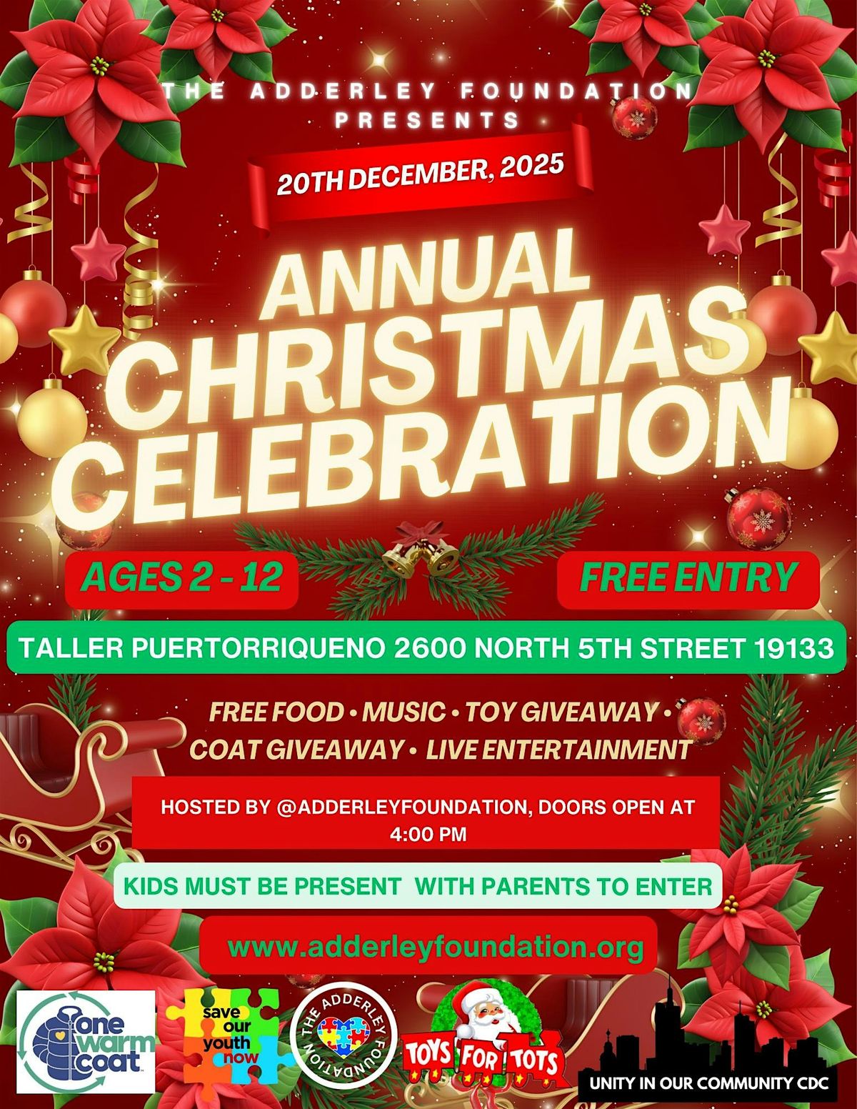 The Adderley Foundation's Annual Christmas Celebration, 20 December | Event in Philadelphia | AllEvents