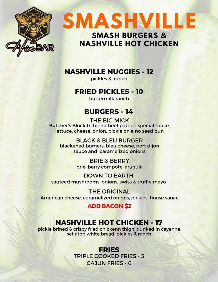 Smashville Smash Burgers & Nashville Hot, Dive Wine & Spirits
