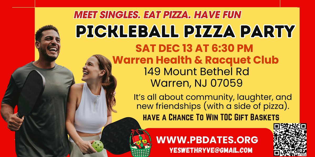 Pickleball Pizza Party - Singles Social Mixer - (Indoors) - Meet People IRL, 13 December | Event in Warren
