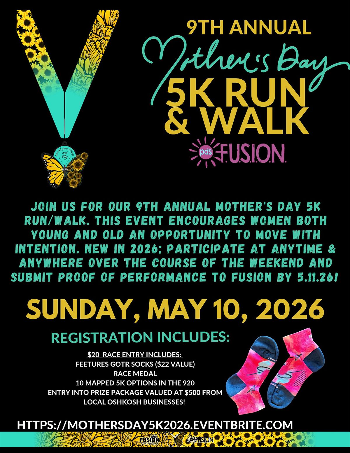 Mothers Day 5K Run/Walk 2026, Anywhere, Oshkosh, 9 May to 10 May ...
