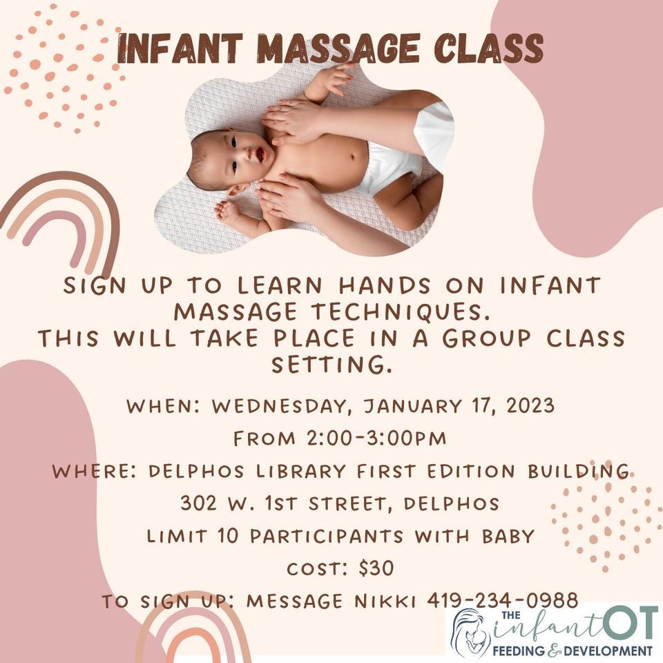 Infant Massage Class, Delphos Public Library, January 17 2024