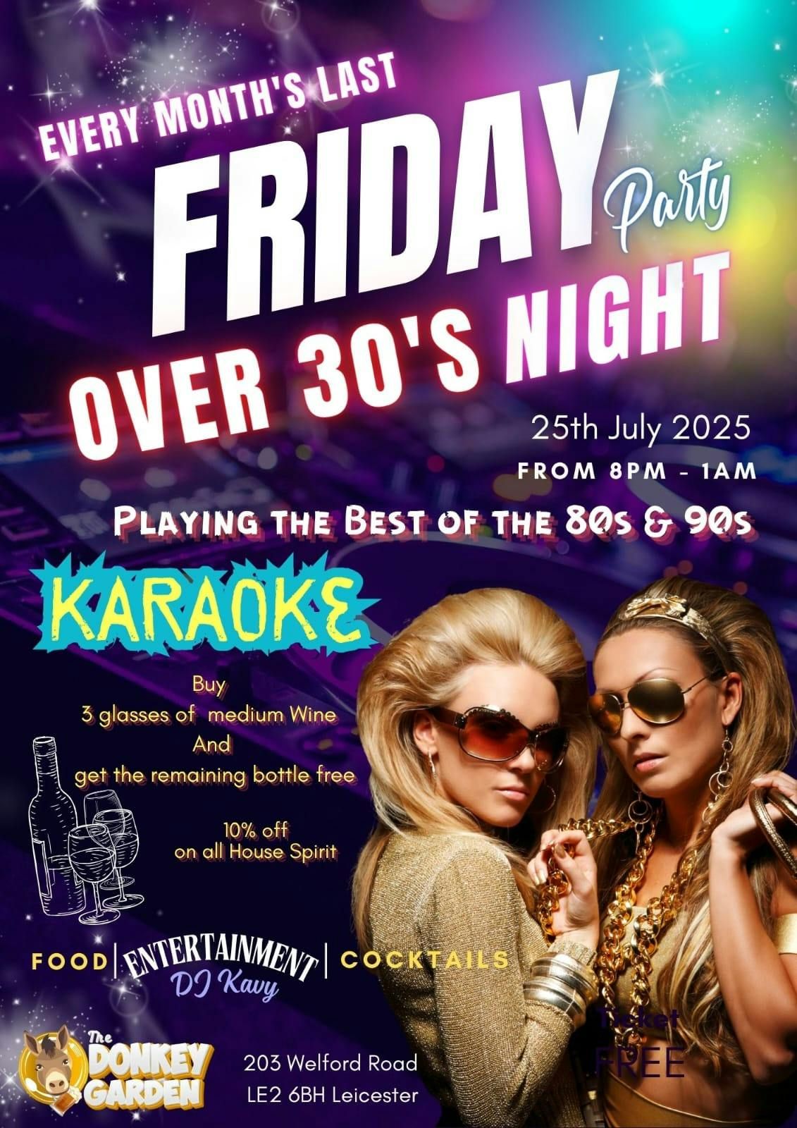 OVER 30s FRIDAY NIGHT AT THE DONKEY GARDEN, 25 July | Event in Leicester | AllEvents
