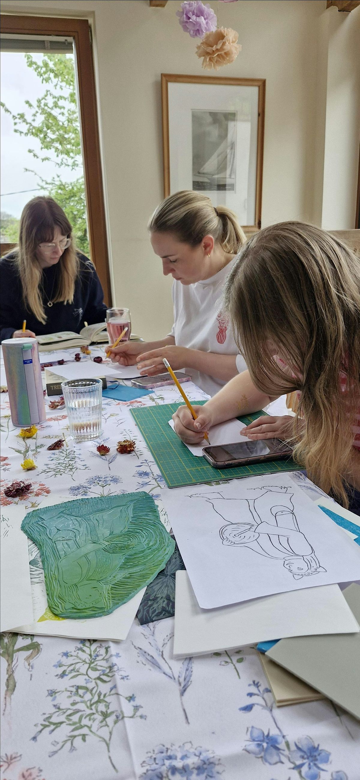 Novembers lino-print club, Sappho's cafe and community hub, Plymouth ...