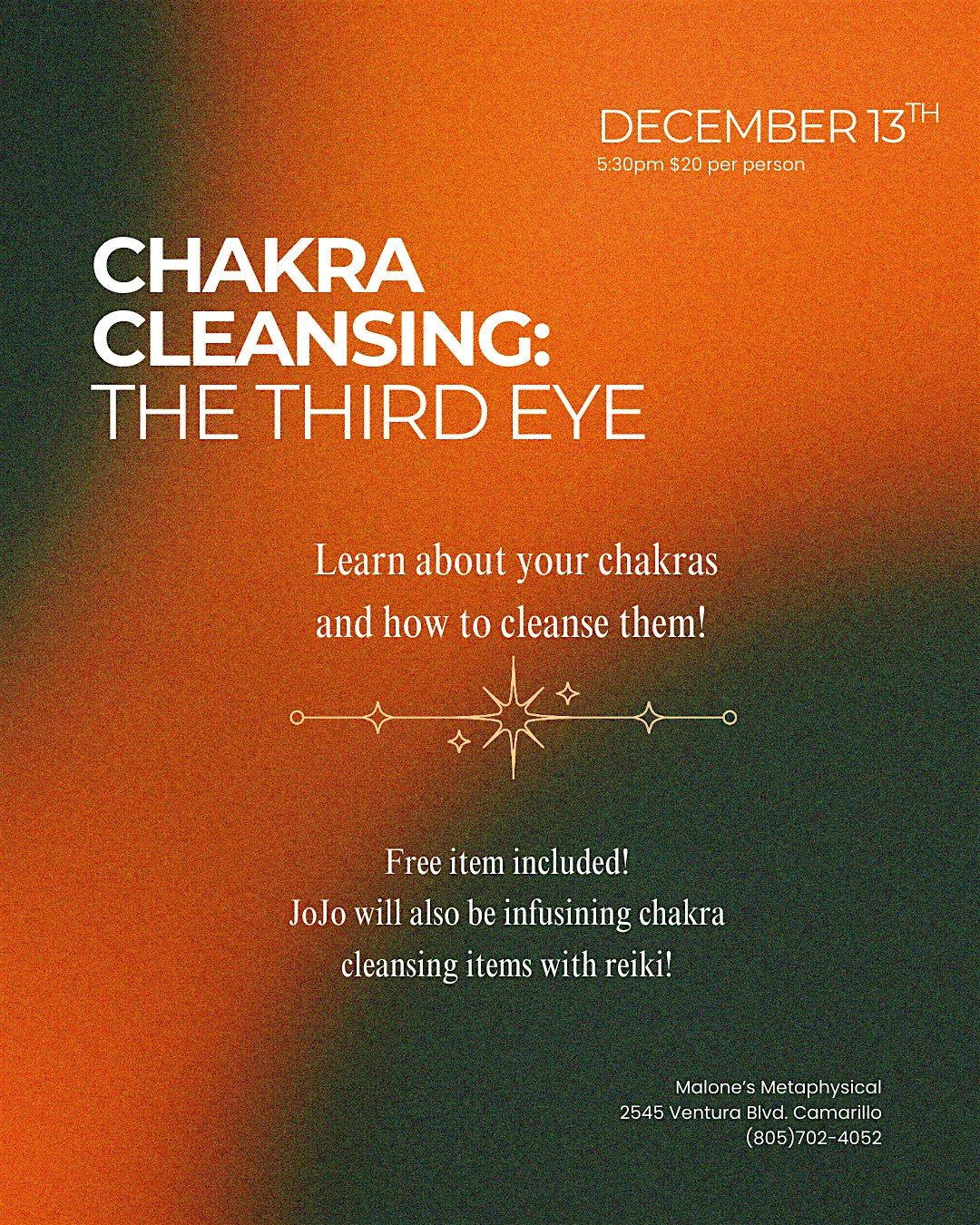 Chakra Cleansing: Third Eye, 13 December | Event in Camarillo | AllEvents